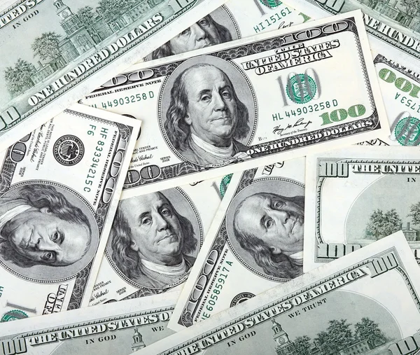 Dolary amerykańskie setki banknotów — Zdjęcie stockowe