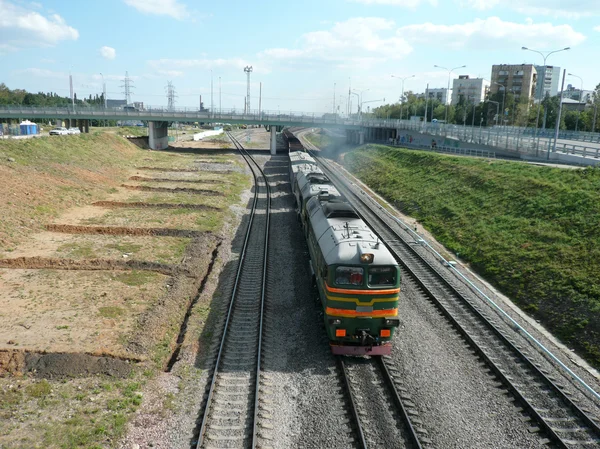 Trains on rails moving — Stock Photo, Image