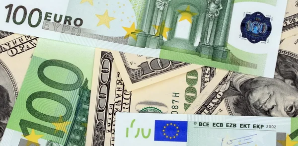 Banknot Dolar i euro — Zdjęcie stockowe