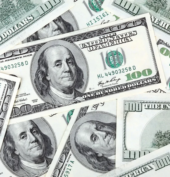 Американские доллары сотни банкнот — стоковое фото