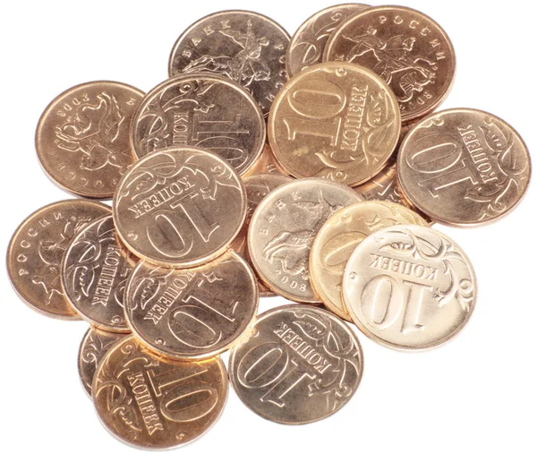 Dispersión de monedas de cerca — Foto de Stock
