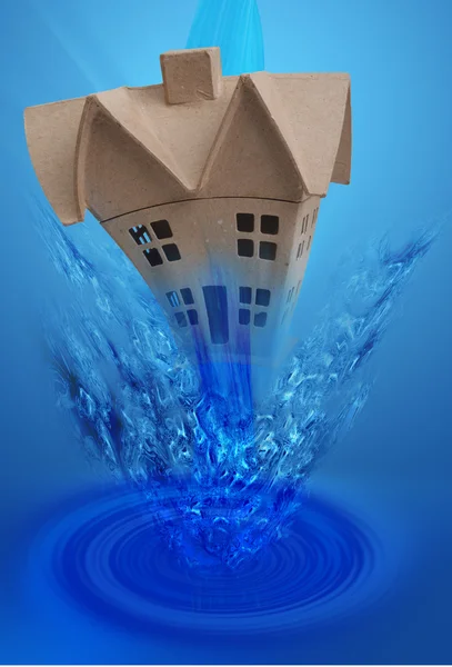 Haus unter Wasser. — Stockfoto