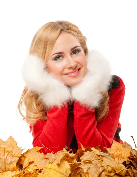 Woman in red sweater — Stock Photo, Image