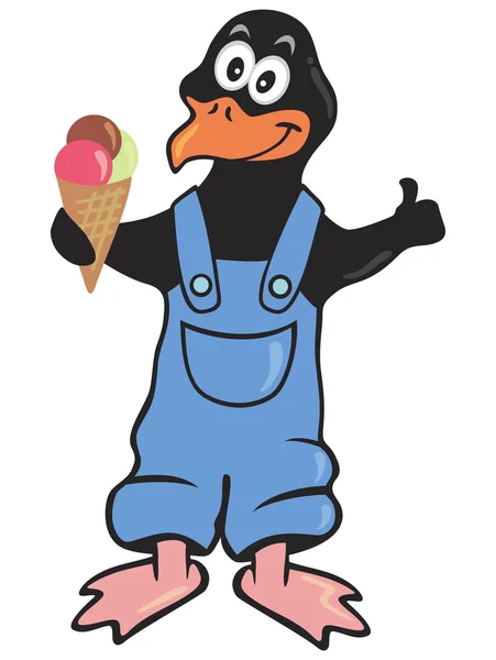 Pinguino con gelato — Vettoriale Stock