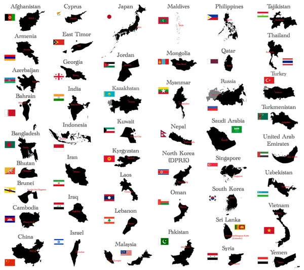 Países de Asia — Archivo Imágenes Vectoriales