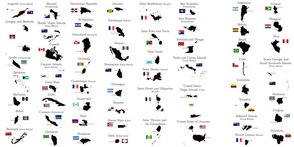 Países de América del Norte y del Sur — Archivo Imágenes Vectoriales