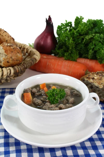 Liver spaetzle soup — Stock Photo, Image