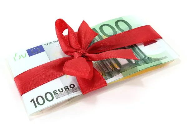 Euro with red ribbon — Stock Photo, Image