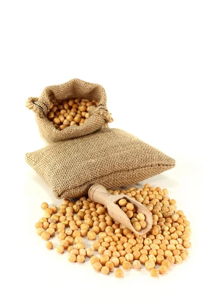Yellow peas in the bag — Stock Photo, Image