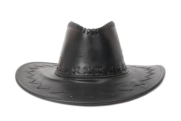 Чёрная кожаная ковбойская шляпа — стоковое фото