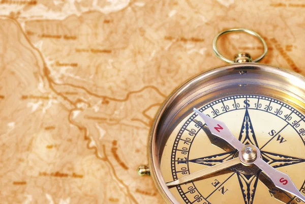 Compass on old map Royalty Free Stock Photos
