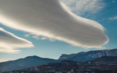 Clouds above city. Ukraine, Crimea, Yalta city. clipart