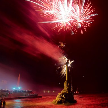 Selam, fireworks üstüne koy. Sevastopol.