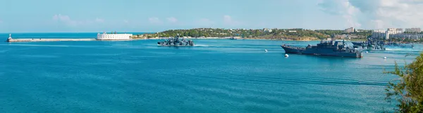 Panorama Russische Kriegsschiffe Der Bucht — Stockfoto