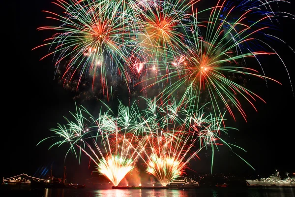 stock image Salute, fireworks above the bay. Sevastopol.