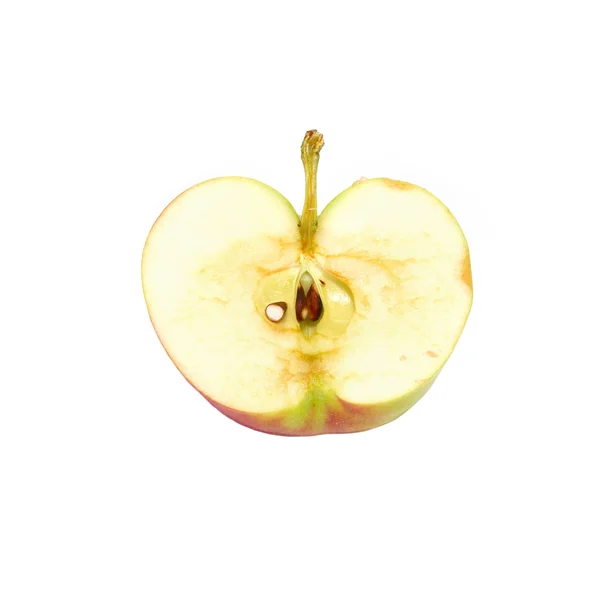 Meia maçã fresca isolada em branco . — Fotografia de Stock