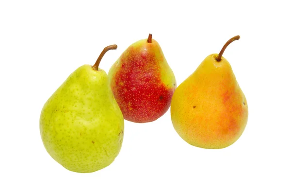Tre pere fresche isolate su bianco . — Foto Stock