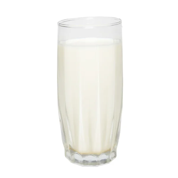 Glas met melk geïsoleerd op wit. — Stockfoto