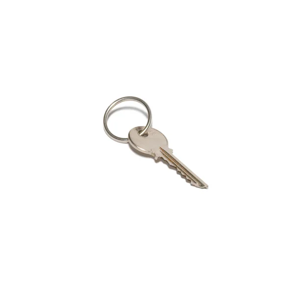 Silver key isolated on white. — Stock Photo, Image