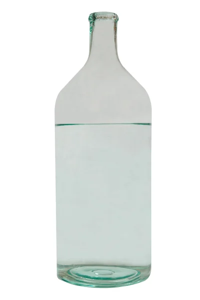 Průhledná skleněná láhev izolované na bílém. — Stock fotografie