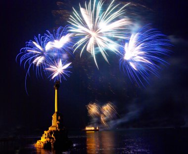 Salute, fireworks above the Sevastopol bay. clipart