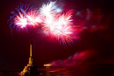 Salute, fireworks above the Sevastopol bay. clipart