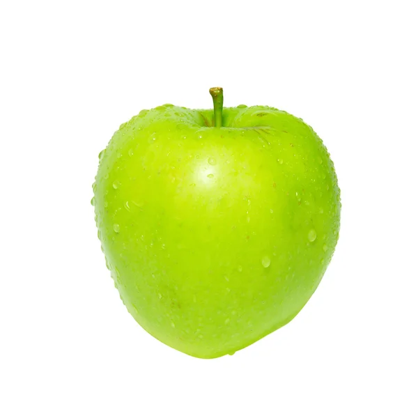 Parlak yeşil elma üzerine beyaz izole. — Stok fotoğraf