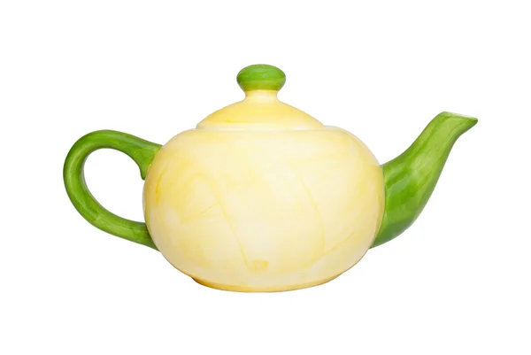 Color china teapot isolated on white. — Stock Photo, Image