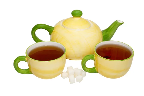 Tea service isolated on white. — Stock Photo, Image