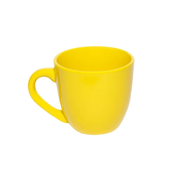 Xícara de chá amarela isolada em branco — Fotografia de Stock