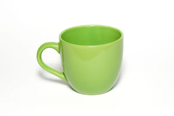 孤立在白色的绿色茶杯 — 图库照片