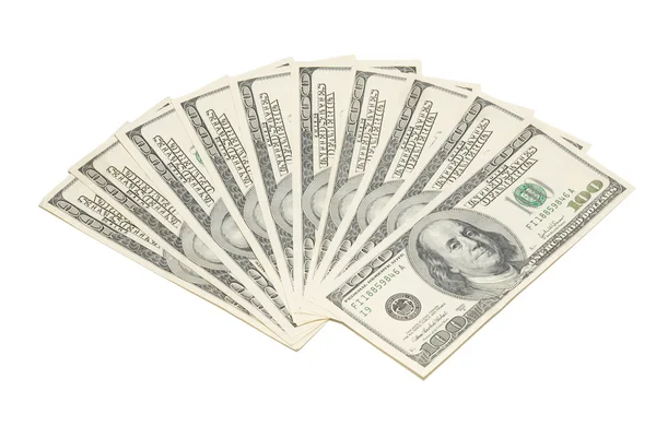 Стек американских долларов изолирован на белом . — стоковое фото