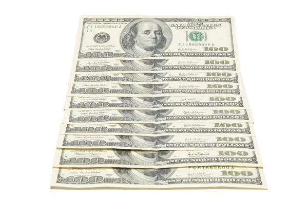 Стек американских долларов изолирован на белом . — стоковое фото