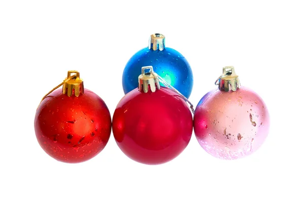 Four colored Christmas bauble. — Stock Photo, Image