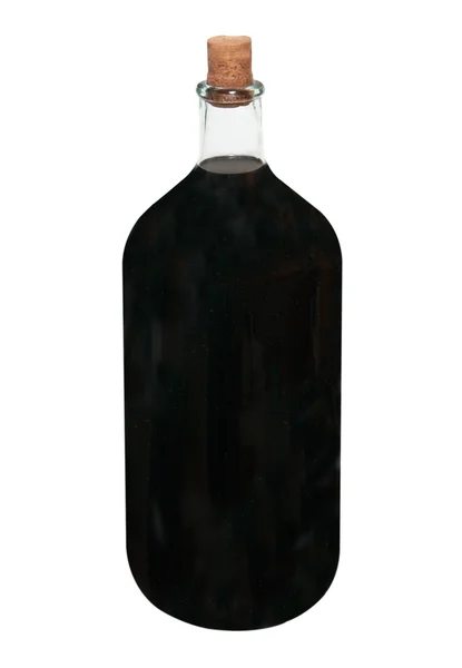 Retro bottle with red wine isolated on white. — Stock Photo, Image