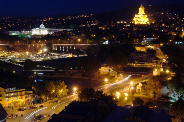 Noční pohled na tbilisi Staroměstské — Stock fotografie