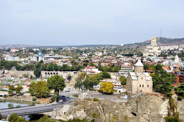 Panoramic view from Narikala Fortress of the capital of Republic of Georgia — Stock Photo, Image