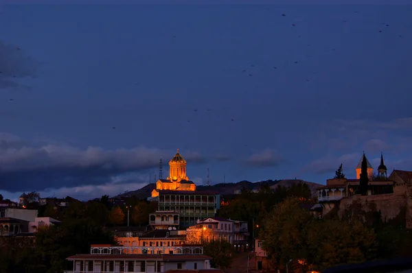 Tbilisi město v noci th — Stock fotografie
