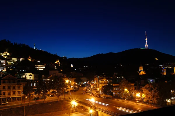 Tbilisi město v noci th — Stock fotografie