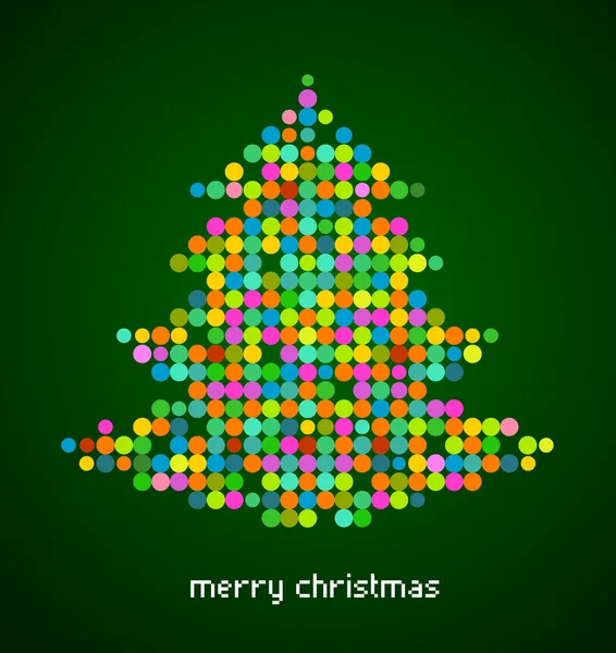 Xmas background with pixel Christmas tree — Stock Vector