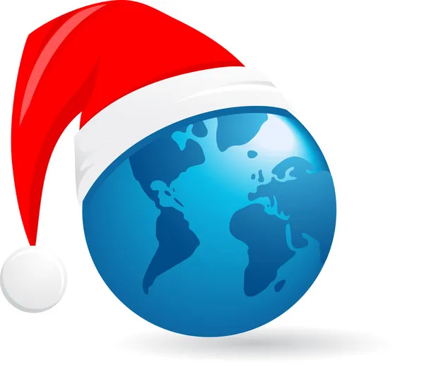 Wereld Kerstmis bal, vector achtergrond — Stockvector
