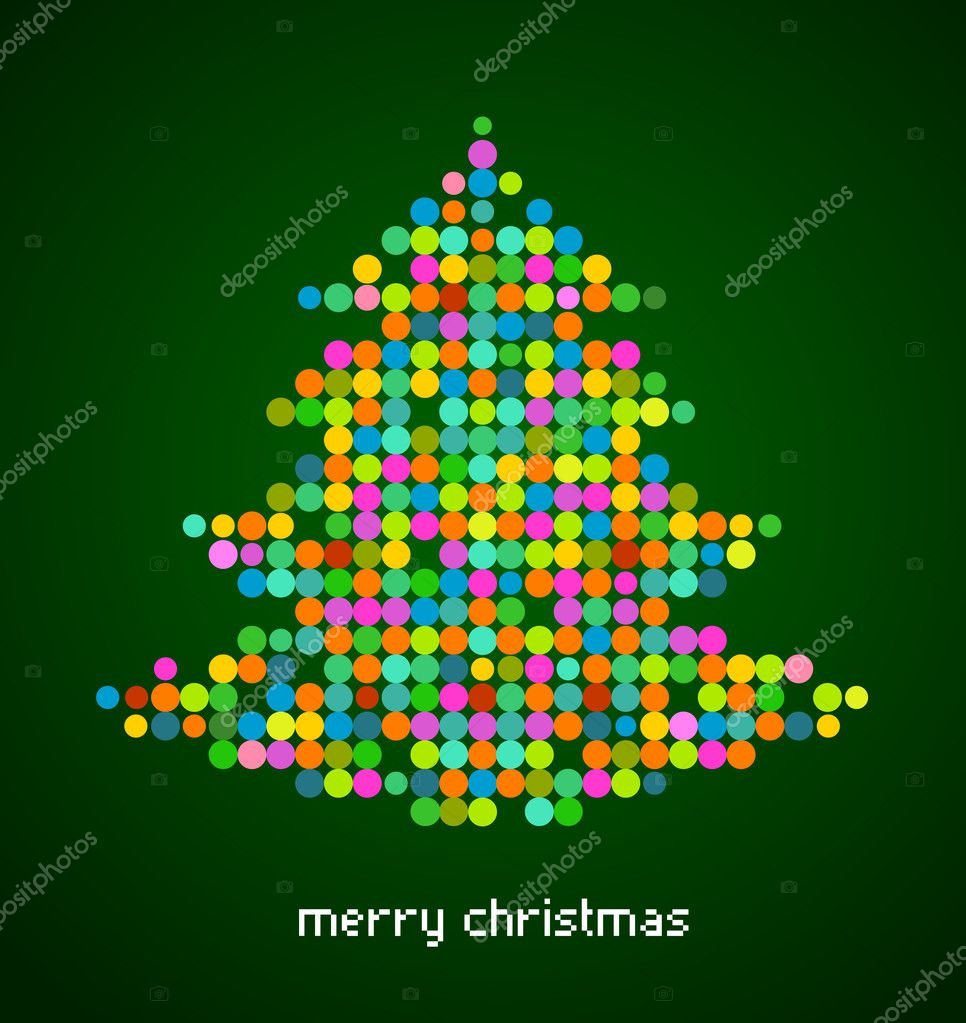 Xmas background with pixel Christmas tree Stock Vector by ©marish 6938353