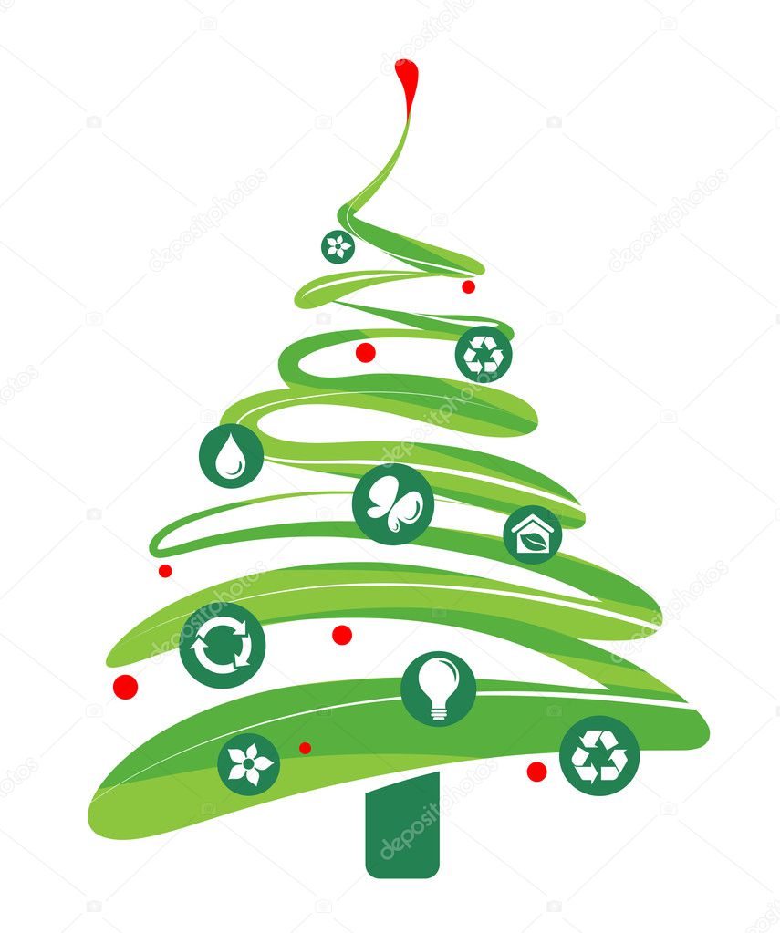 Ecology and recycling Christmas vector background