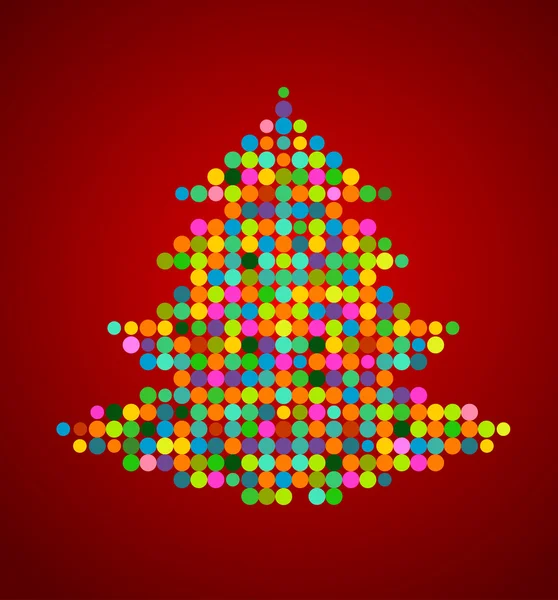 Xmas background with pixel Christmas tree — Stock Vector