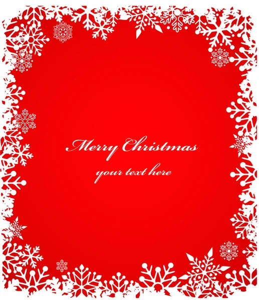 Fond rouge de Noël avec motif flocons de neige — Image vectorielle