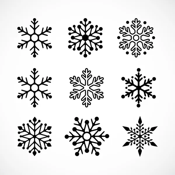 Fondo de Navidad con iconos de copos de nieve — Vector de stock