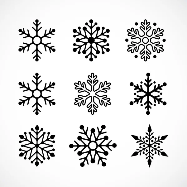 Fondo de Navidad con iconos de copos de nieve — Vector de stock