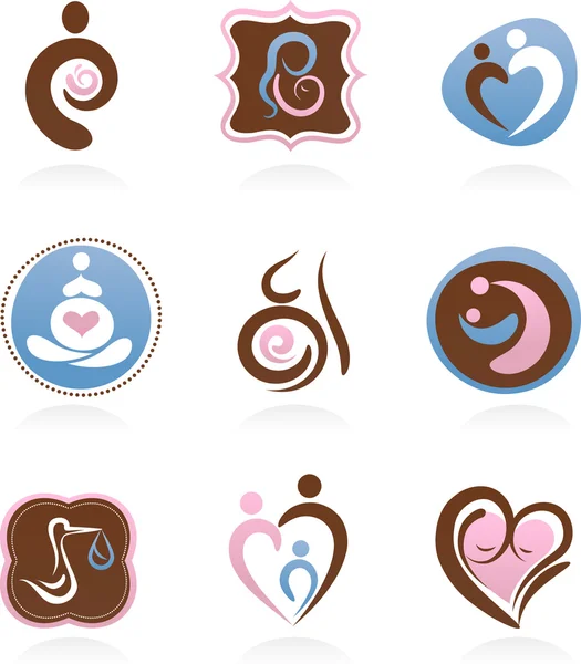 Collection of motherhood icons — Stock Vector