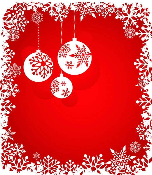 Natal fundo vermelho com padrão de flocos de neve — Vetor de Stock