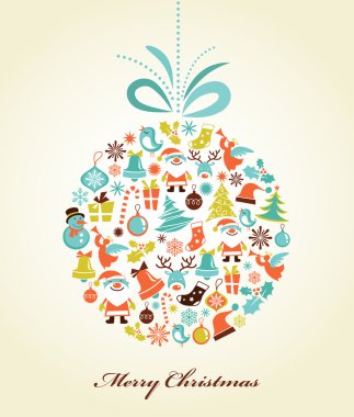 Retro Christmas background with the xmas ball clipart